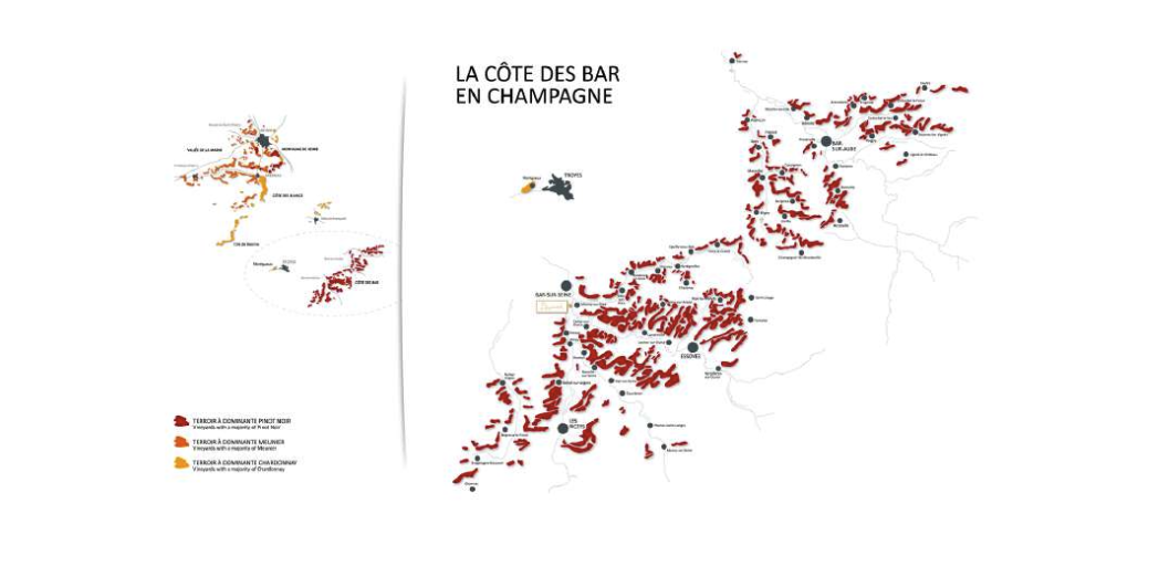 Carte et paysage du terroir de L'Union Auboise dans la Côte des Bar