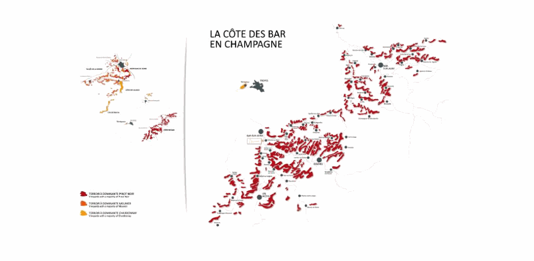Carte et paysage du terroir de L'Union Auboise dans la Côte des Bar